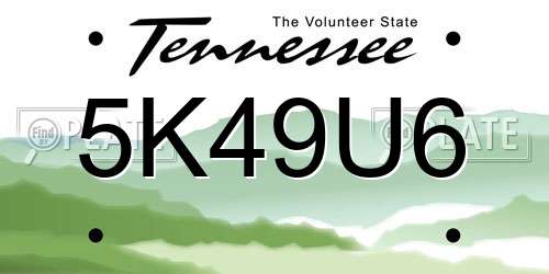 5K49U6 Tennessee License Plate