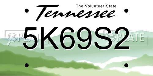 5K69S2 Tennessee License Plate