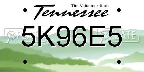 5K96E5 Tennessee License Plate