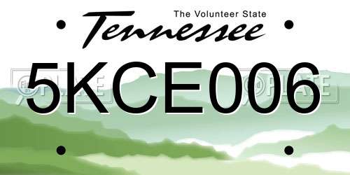 5KCE006 Tennessee License Plate