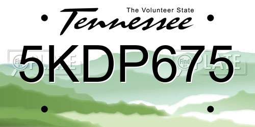 5KDP675 Tennessee License Plate
