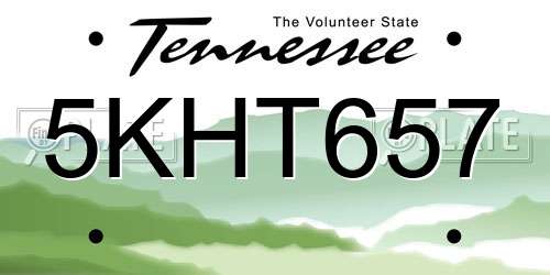 5KHT657 Tennessee License Plate