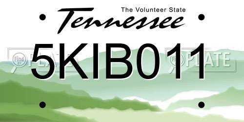 5KIB011 Tennessee License Plate