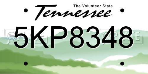 5KP8348 Tennessee License Plate