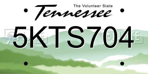 5KTS704 Tennessee License Plate