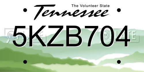 5KZB704 Tennessee License Plate