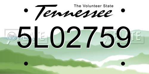 5L02759 Tennessee License Plate