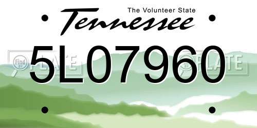 5L07960 Tennessee License Plate