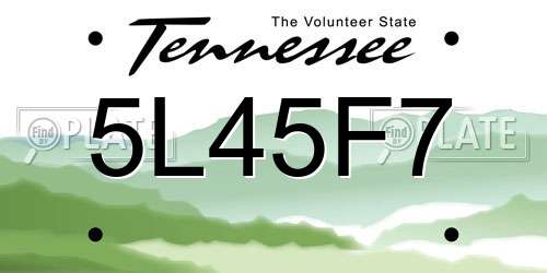 5L45F7 Tennessee License Plate