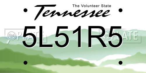 5L51R5 Tennessee License Plate