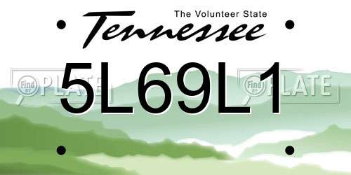 5L69L1 Tennessee License Plate