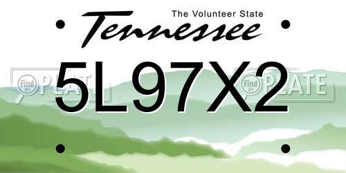 5L97X2 Tennessee License Plate