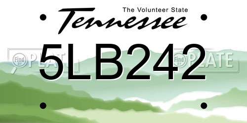 5LB242 Tennessee License Plate