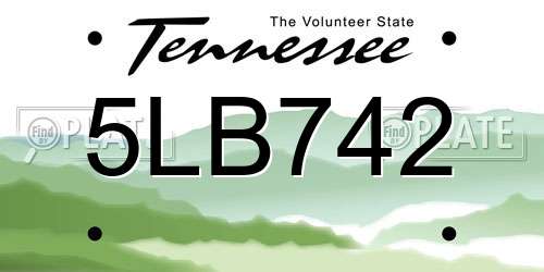5LB742 Tennessee License Plate