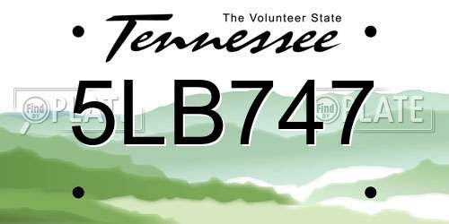 5LB747 Tennessee License Plate