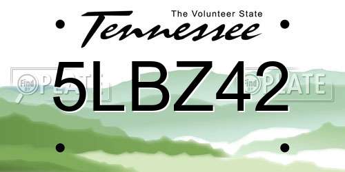 5LBZ42 Tennessee License Plate