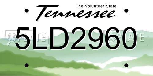 5LD2960 Tennessee License Plate