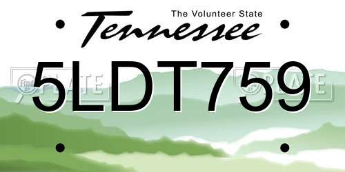 5LDT759 Tennessee License Plate