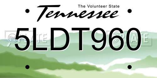5LDT960 Tennessee License Plate