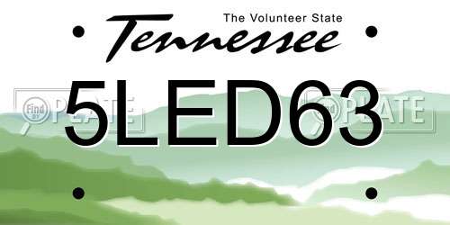 5LED63 Tennessee License Plate
