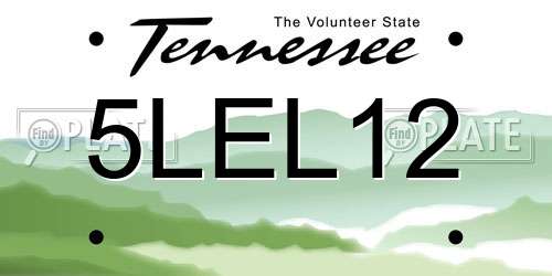 5LEL12 Tennessee License Plate