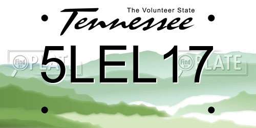 5LEL17 Tennessee License Plate