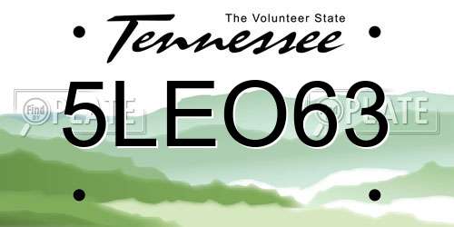 5LEO63 Tennessee License Plate