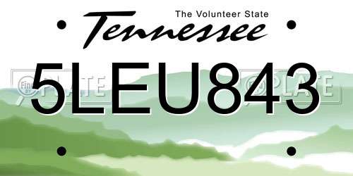 5LEU843 Tennessee License Plate