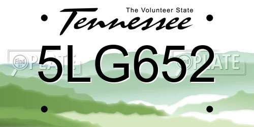 5LG652 Tennessee License Plate
