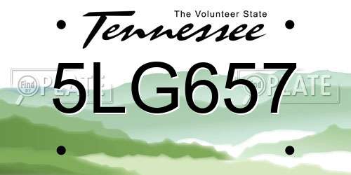 5LG657 Tennessee License Plate