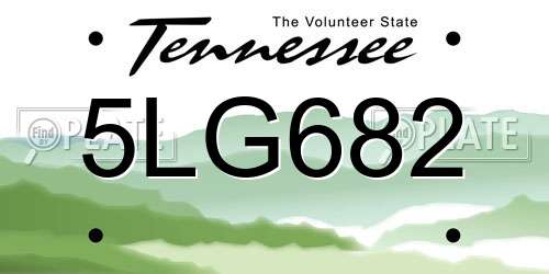5LG682 Tennessee License Plate
