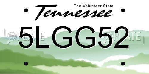 5LGG52 Tennessee License Plate