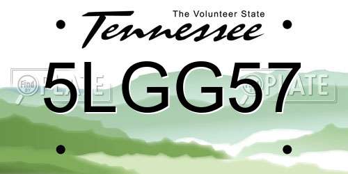 5LGG57 Tennessee License Plate