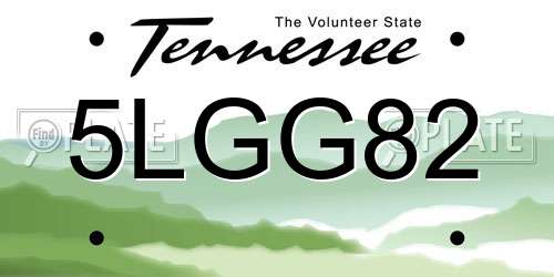 5LGG82 Tennessee License Plate