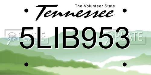 5LIB953 Tennessee License Plate