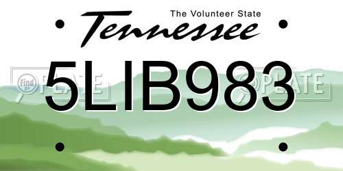 5LIB983 Tennessee License Plate