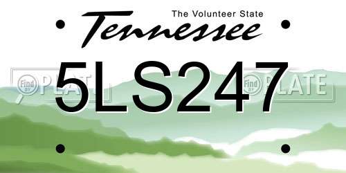 5LS247 Tennessee License Plate