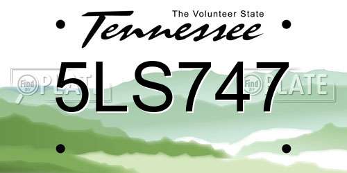 5LS747 Tennessee License Plate