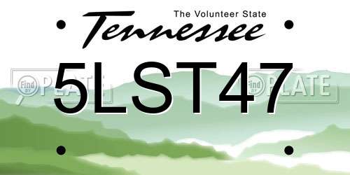 5LST47 Tennessee License Plate