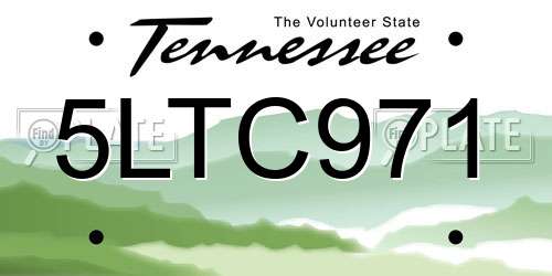 5LTC971 Tennessee License Plate