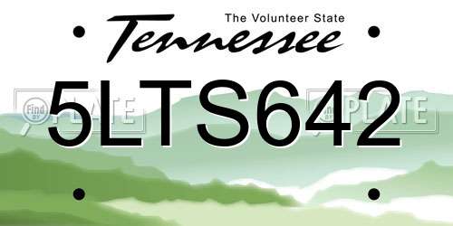 5LTS642 Tennessee License Plate
