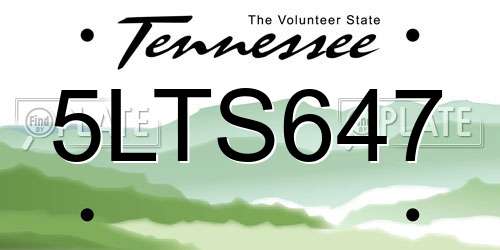 5LTS647 Tennessee License Plate