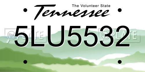 5LU5532 Tennessee License Plate