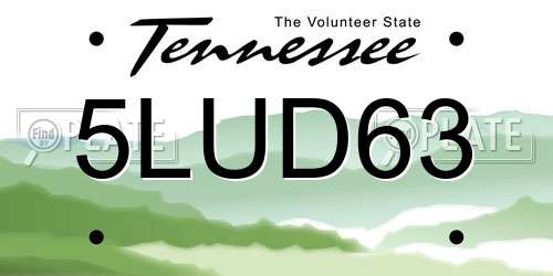 5LUD63 Tennessee License Plate