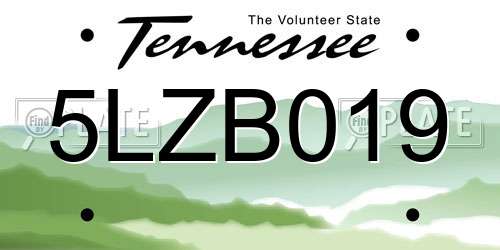 5LZB019 Tennessee License Plate