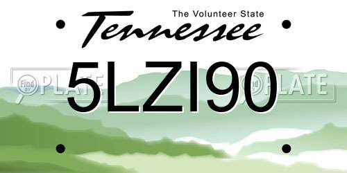 5LZI90 Tennessee License Plate