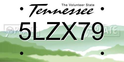 5LZX79 Tennessee License Plate