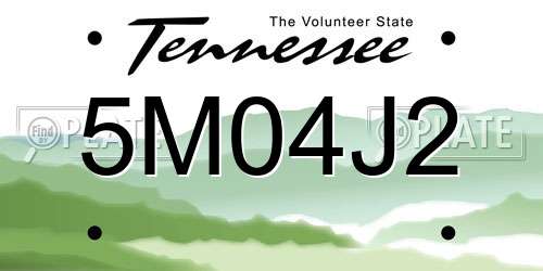5M04J2 Tennessee License Plate