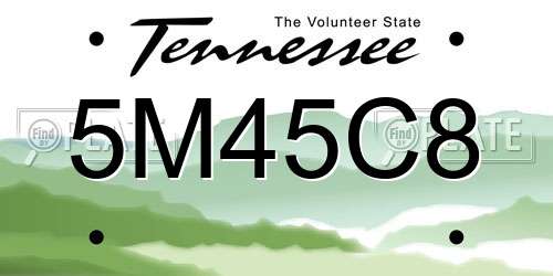 5M45C8 Tennessee License Plate