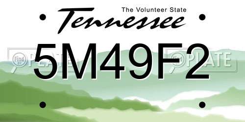 5M49F2 Tennessee License Plate